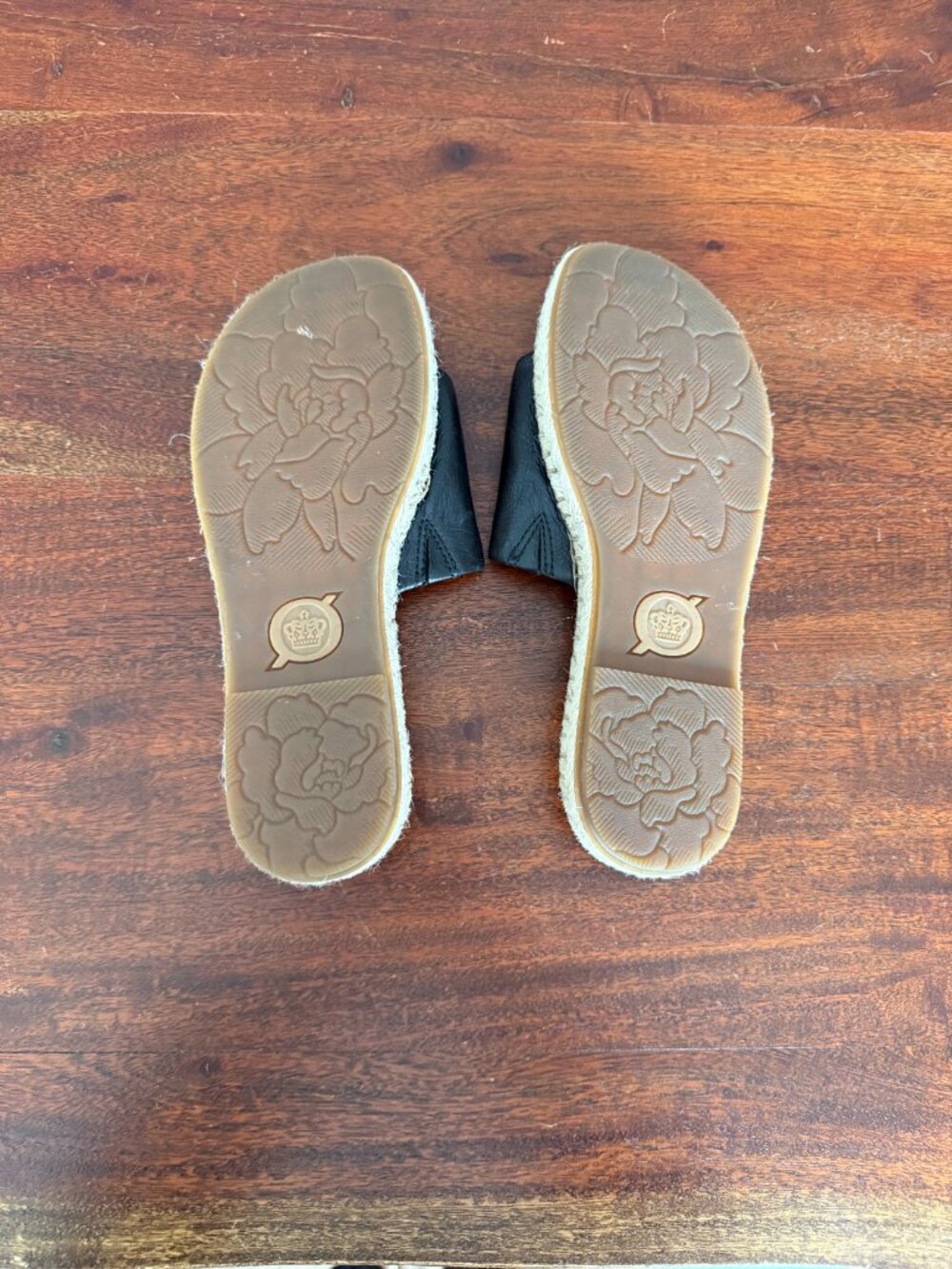 Born drias Black Leather Espadrille Slide Sandals Women’s Size 7 - Picture 9 of 13